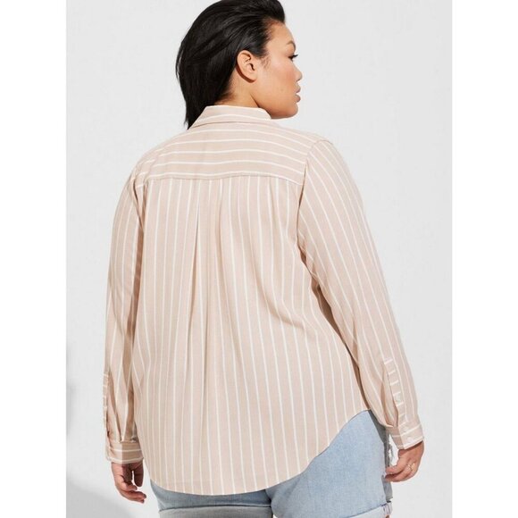 Torrid Womens Button-Up Striped Shirt Mushroom Size 2X - Picture 7 of 7